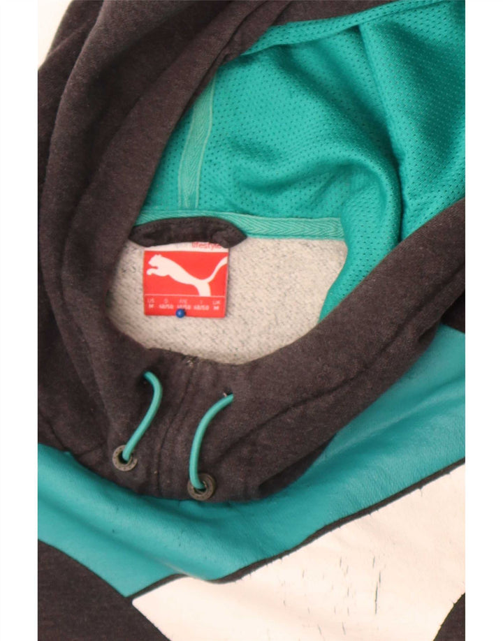 Suéter com capuz gráfico masculino Puma médio cinza colorblock