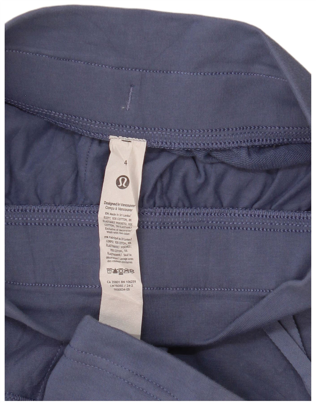 Lululemon Shorts esportivo feminino US 4 pequeno algodão azul marinho