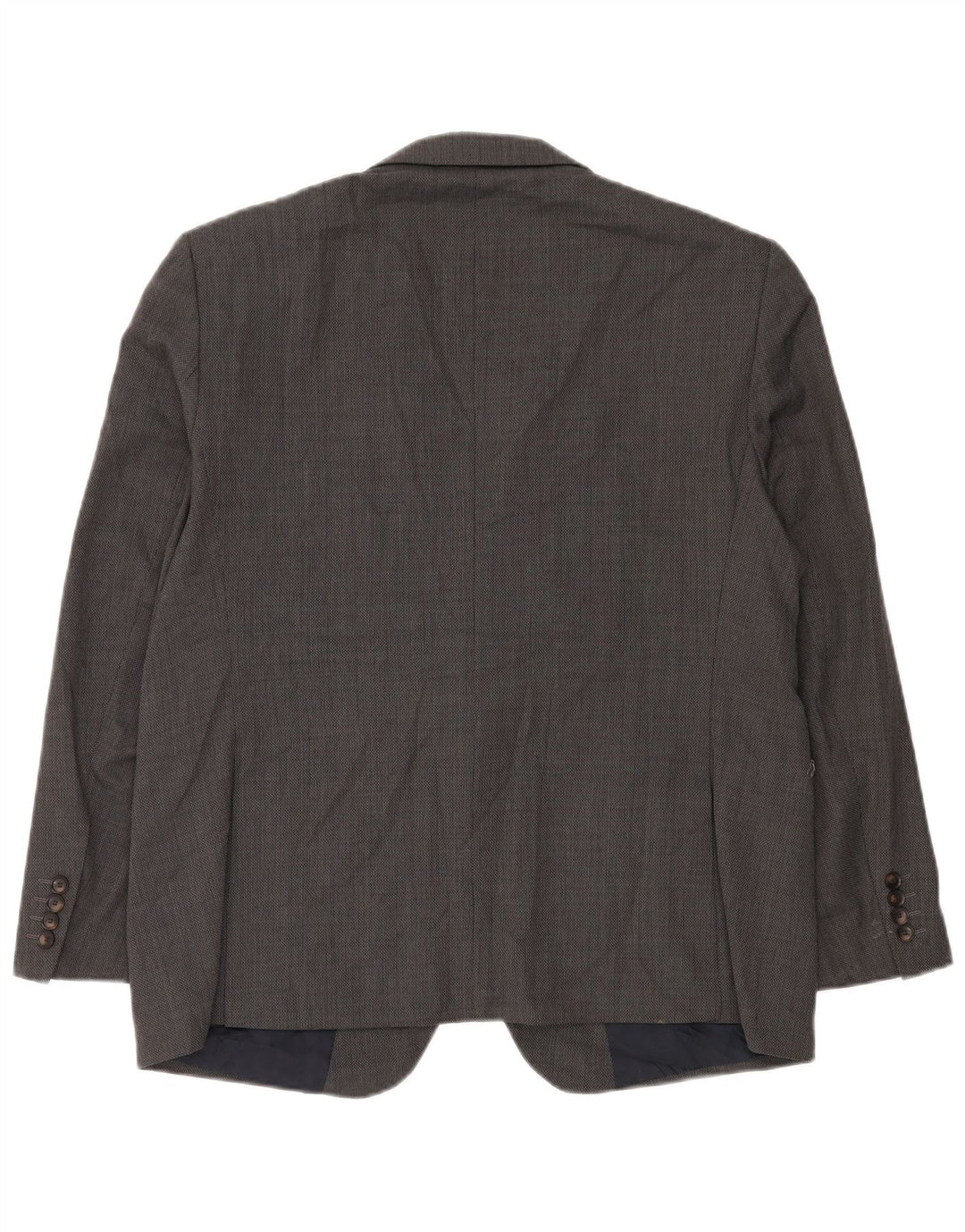 Jaqueta blazer masculina Marks & Spencer curta de 2 botões Reino Unido 44 XL lã cinza