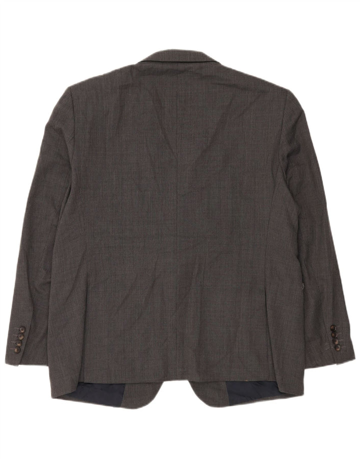 Jaqueta blazer masculina Marks & Spencer curta de 2 botões Reino Unido 44 XL lã cinza