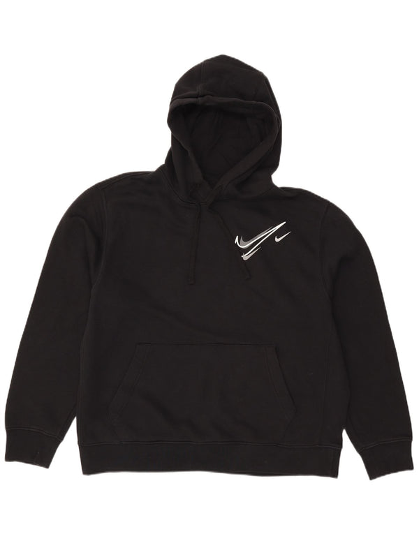 Suéter Nike masculino com capuz gráfico grande de algodão preto
