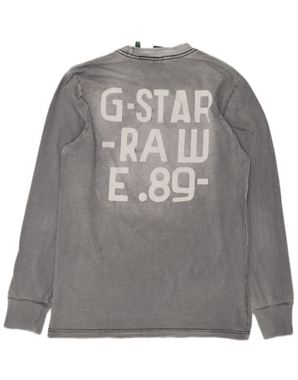 G-Star Mens Graphic Top Manga Longa Pequeno Algodão Cinza
