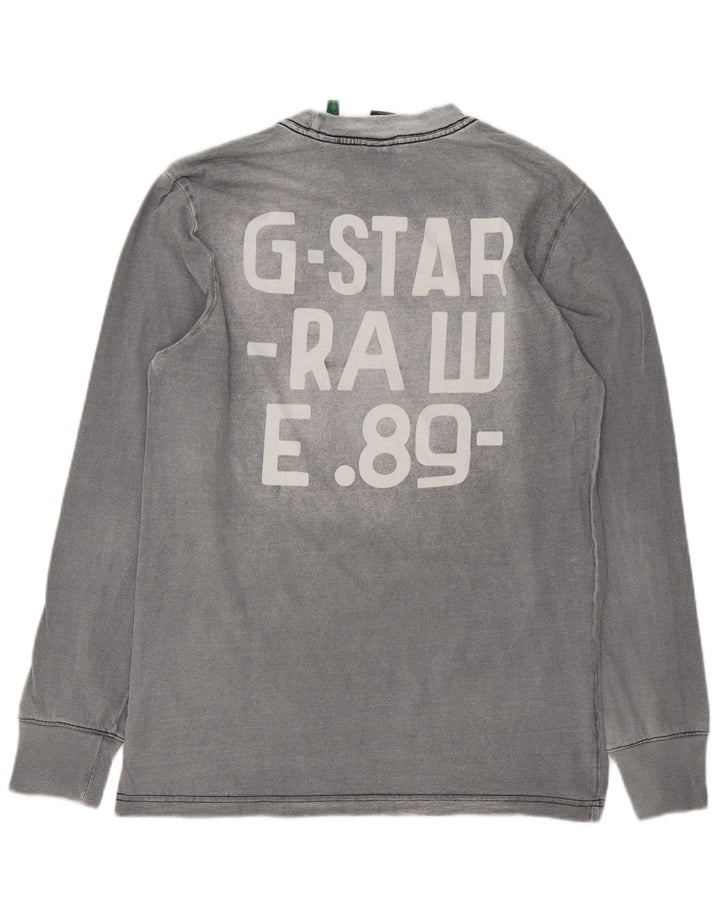 G-Star Mens Graphic Top Manga Longa Pequeno Algodão Cinza