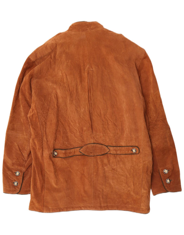 Jaqueta masculina vintage de camurça IT 56 3XL couro marrom