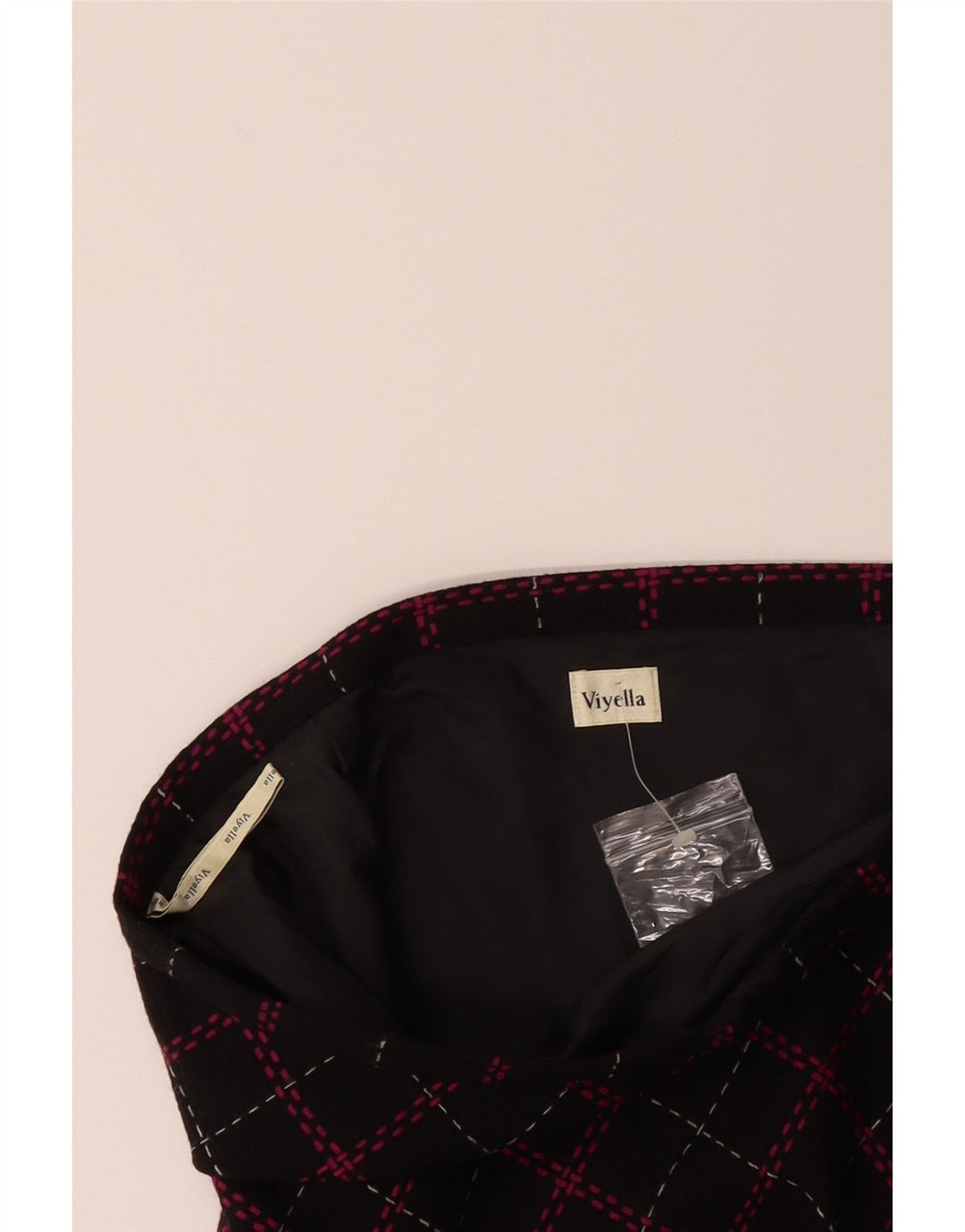 VIYELLA Saia feminina evasê W36 XL xadrez preta