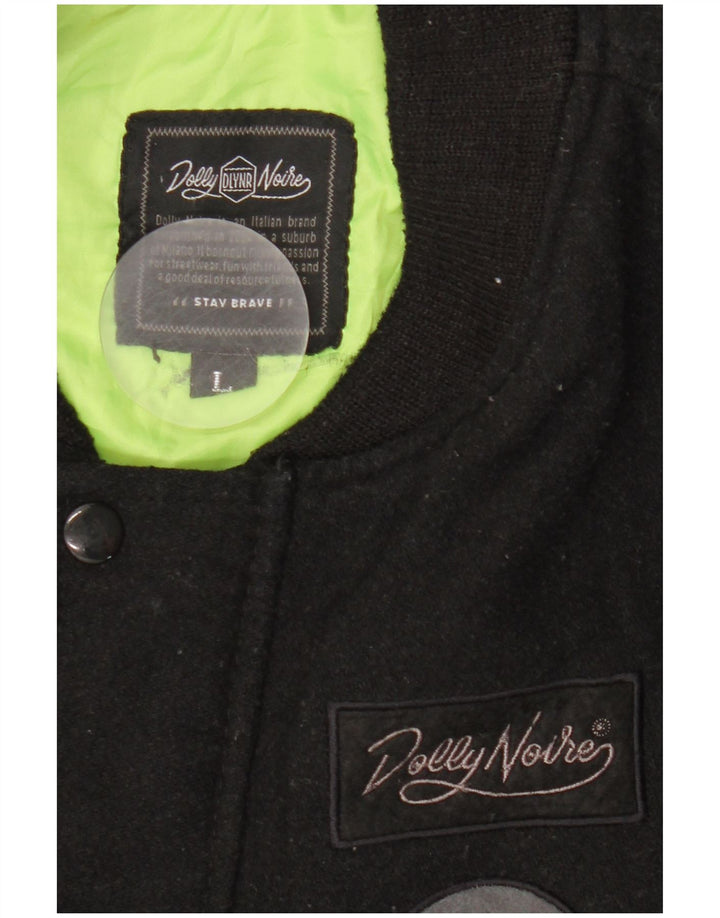 Jaqueta bomber masculina Dolly Noire gráfica Reino Unido 40 grande lã preta