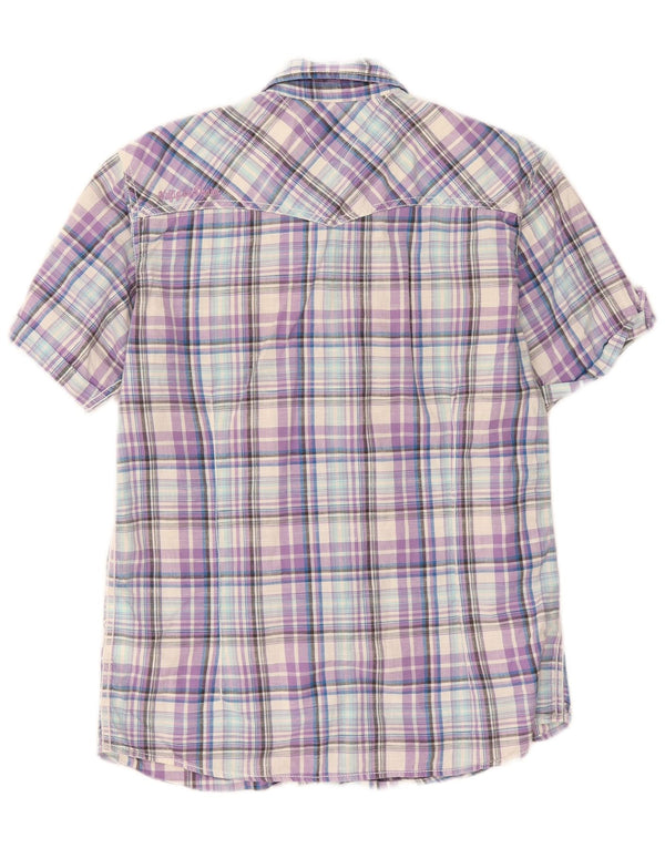 Camisa masculina de manga curta Tommy Hilfiger, algodão xadrez médio multicolorido