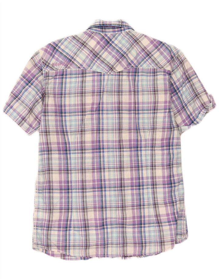Camisa masculina de manga curta Tommy Hilfiger, algodão xadrez médio multicolorido