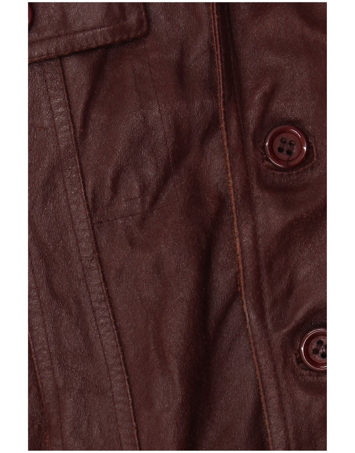 Jaqueta blazer masculina de couro VINTAGE com 4 botões IT 50 grande couro cor de vinho