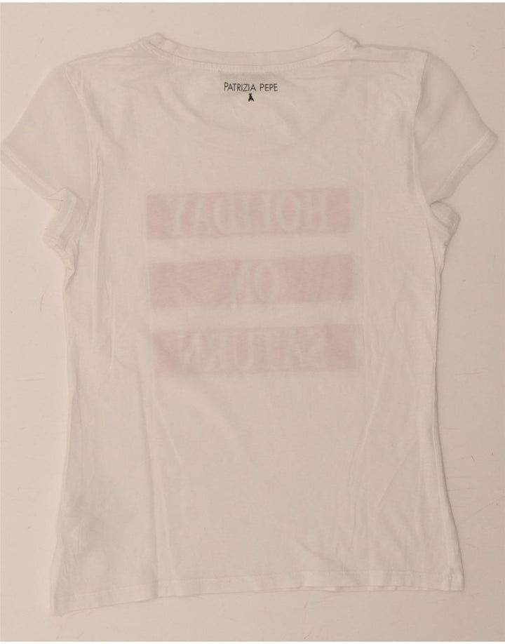 PATRIZIA PEPE Girls Graphic T-Shirt Top 13-14 Years  White Cotton Vintage Patrizia Pepe and Second-Hand Patrizia Pepe from Messina Hembry 