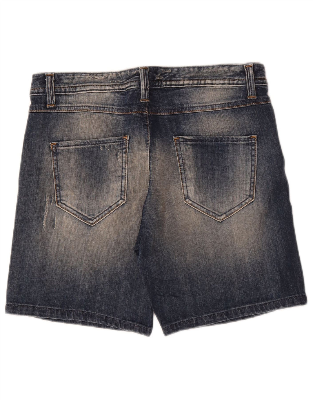 Benetton Shorts jeans feminino desgastado IT 40 pequeno W30 algodão azul