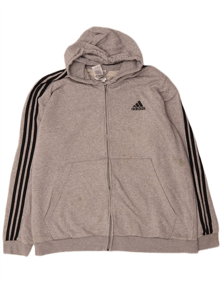 Suéter adidas masculino com capuz e zíper 2XL cinza