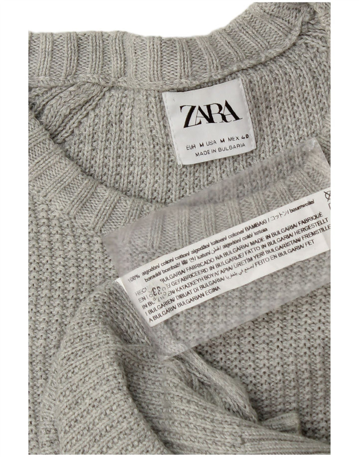 Zara Mens Crew Neck Jumper Sweater Medium Grey Cotton