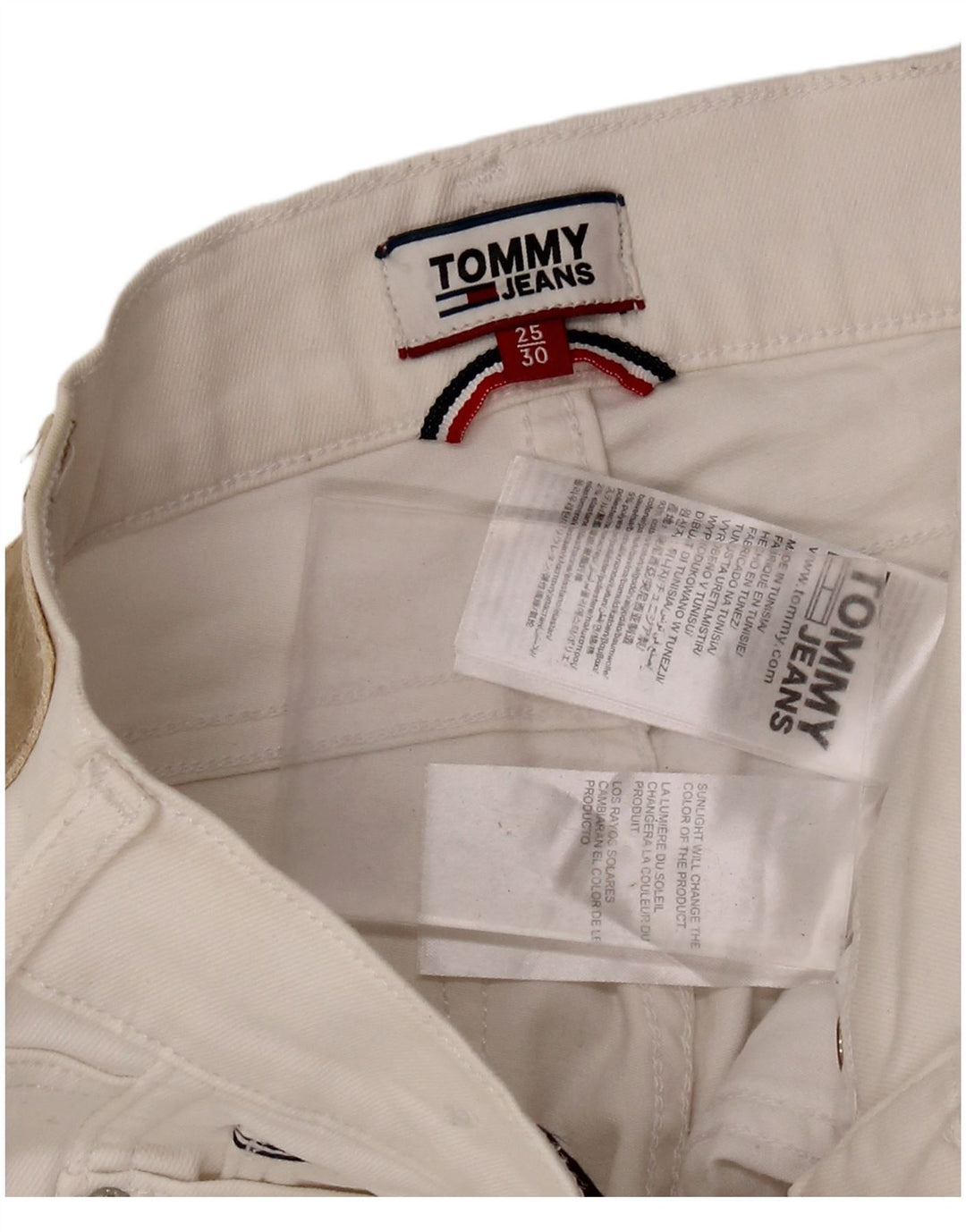 Jeans skinny de cintura média TOMMY HILFIGER W25 L25 algodão branco