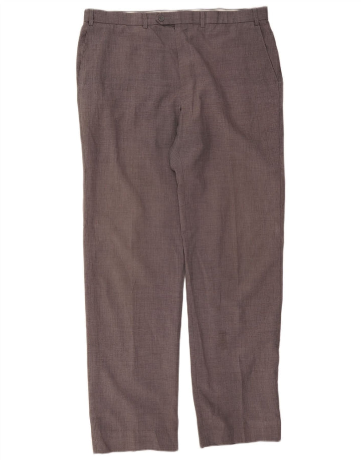 Calça masculina de terno reto Marks & Spencer W40 L35 poliéster cinza