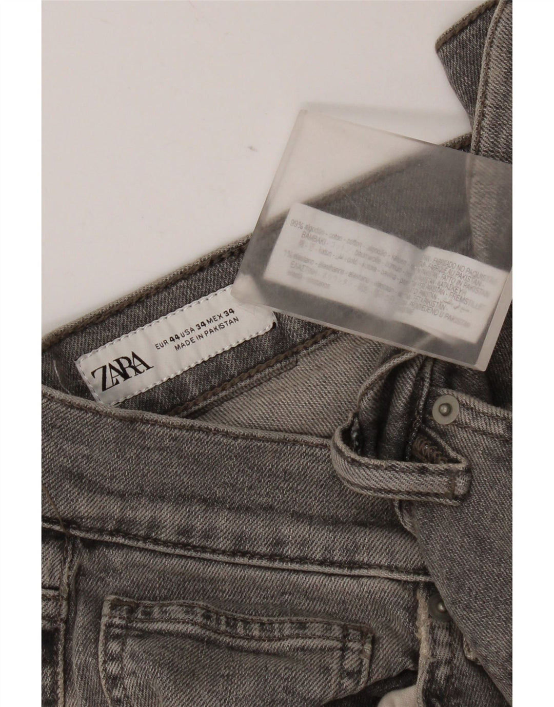 Zara Mens Slim Jeans EU 44 Grande W34 L31 Cinza Algodão