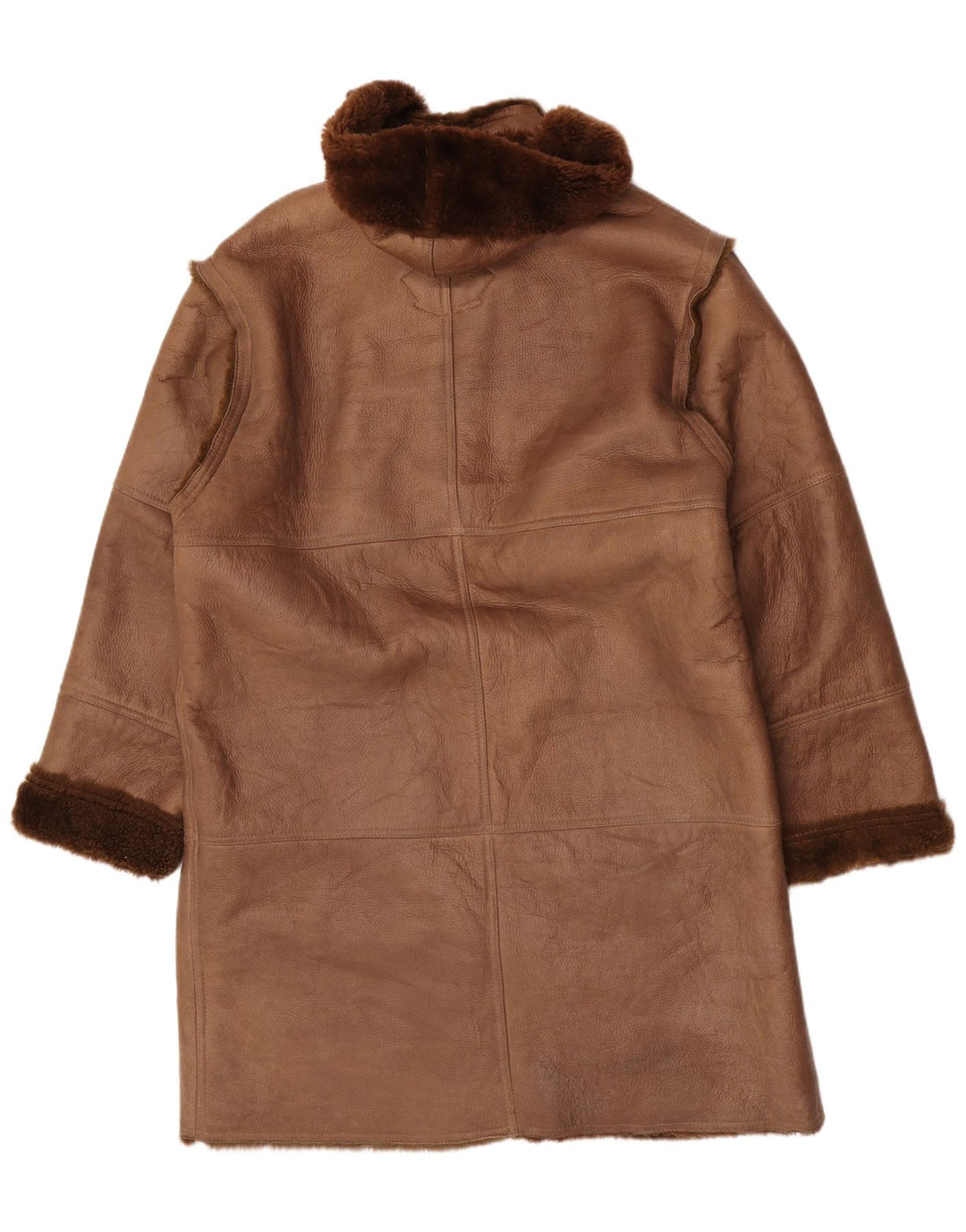 Sobretudo masculino Coveri com capuz de shearling EU 54 2XL couro marrom