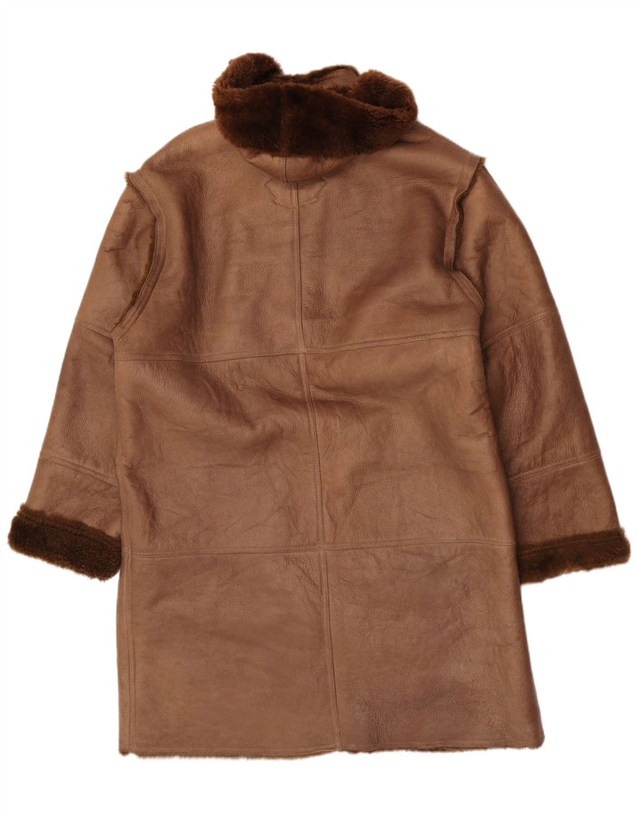 Sobretudo masculino Coveri com capuz de shearling EU 54 2XL couro marrom