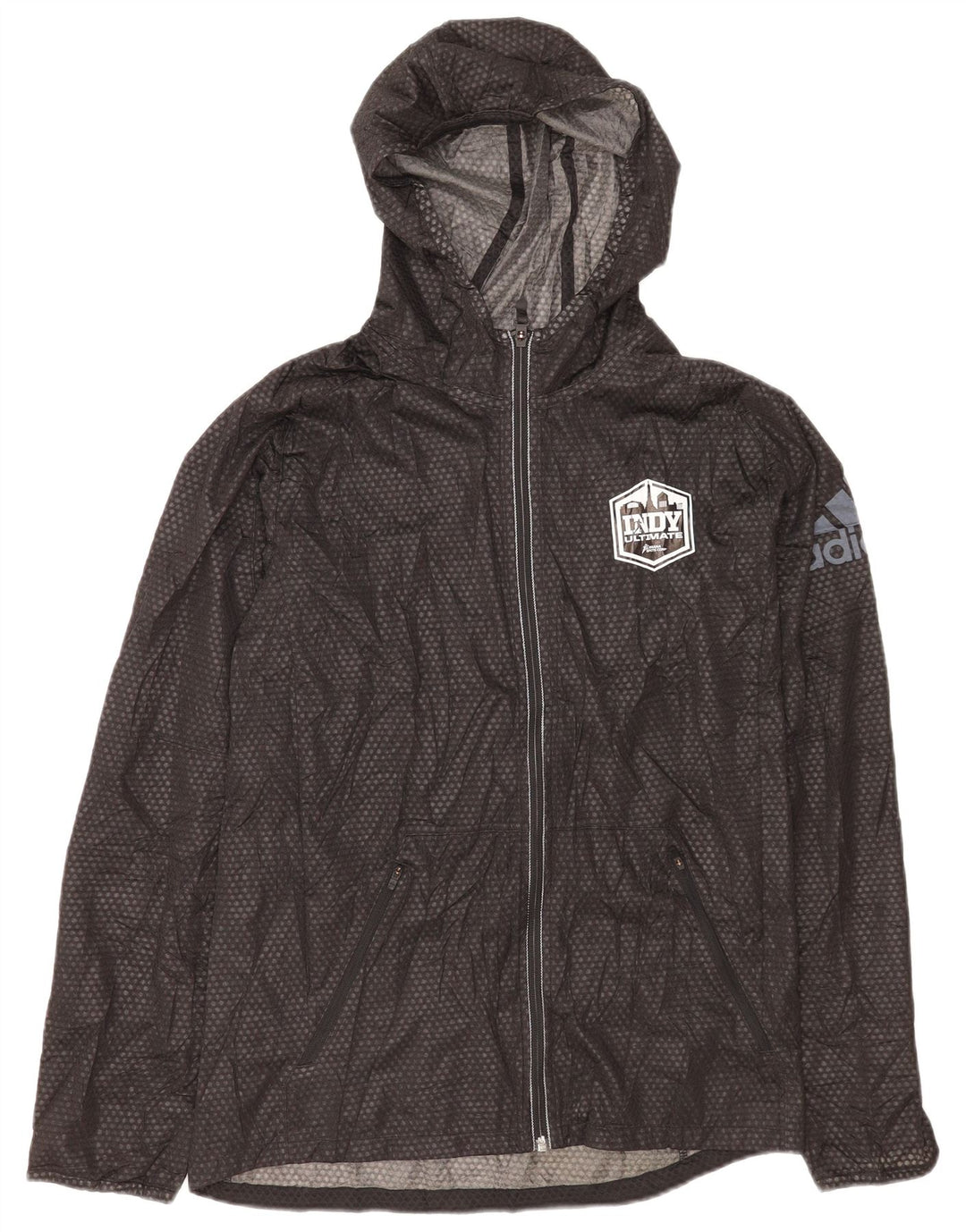 Adidas Mens Climawarm Hooded Rain Jacket UK 38 Médio Preto Manchado