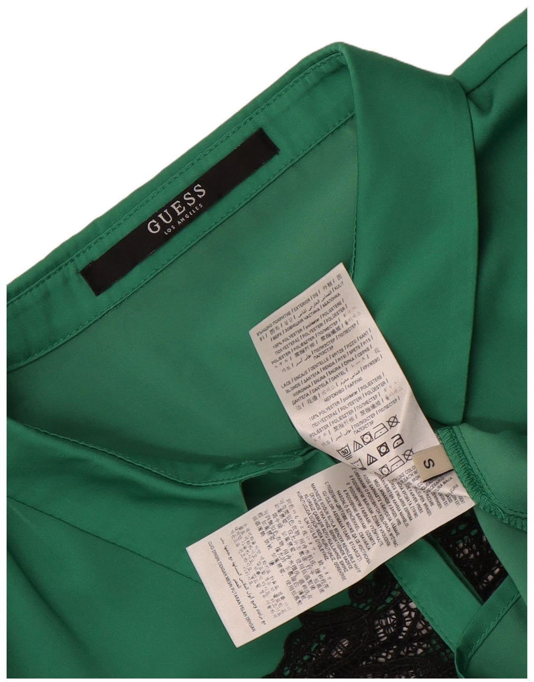 Blusa feminina de manga curta Guess Reino Unido 10 poliéster verde pequeno
