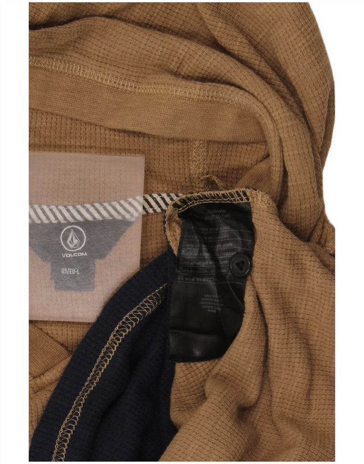 Pulôver masculino com capuz Volcom grande algodão colorblock bege