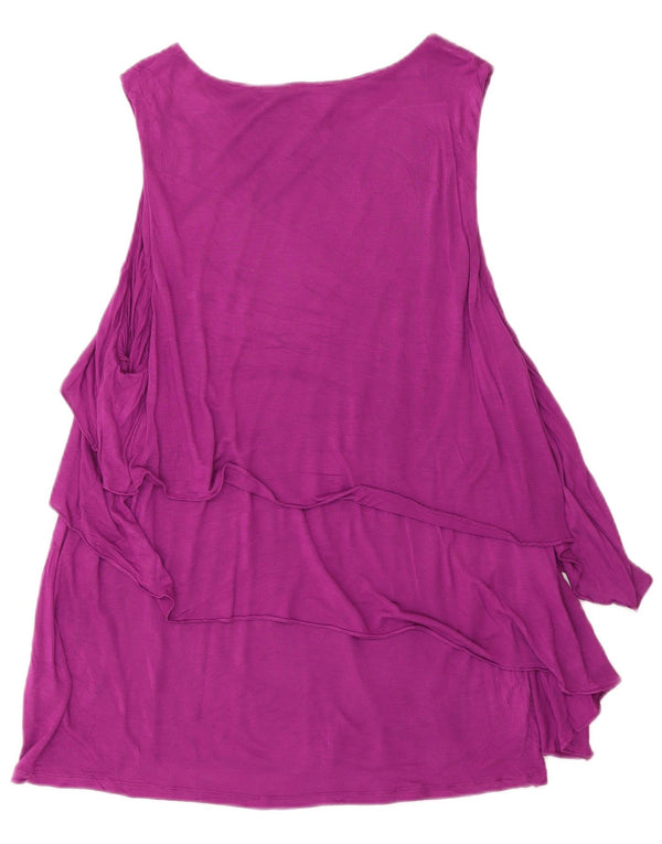 Blusa feminina sem mangas Ralph Lauren UK 18 XL viscose roxa