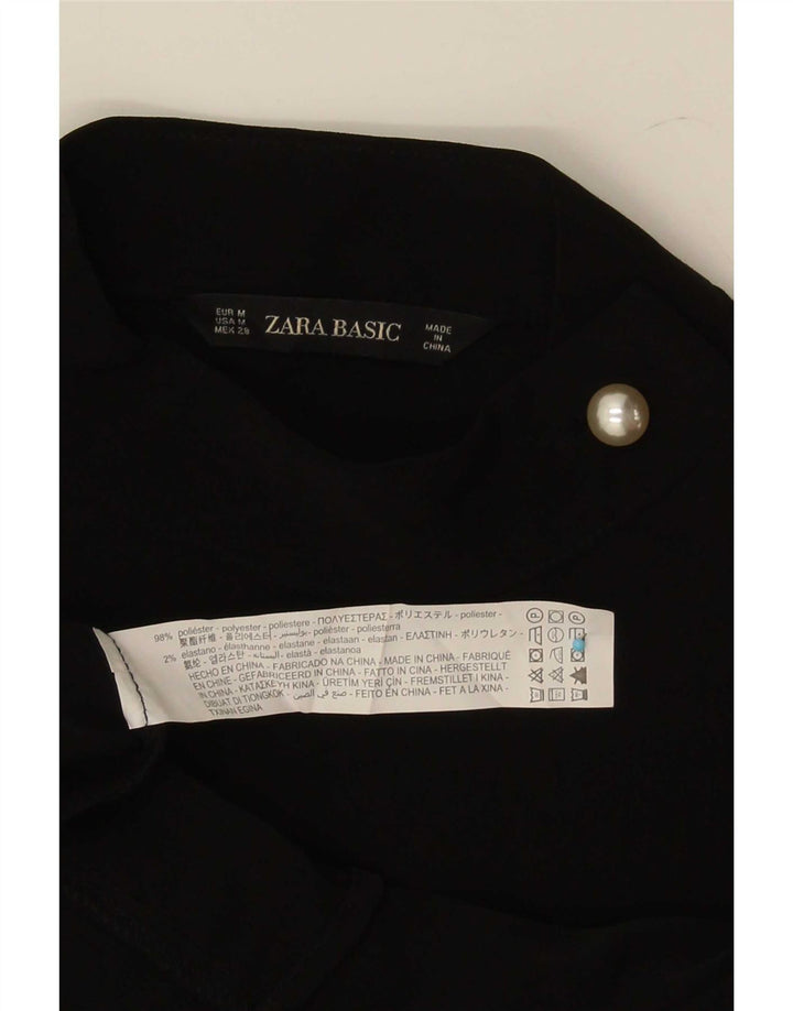 Blusa feminina de manga comprida Zara UK 14 poliéster preto médio