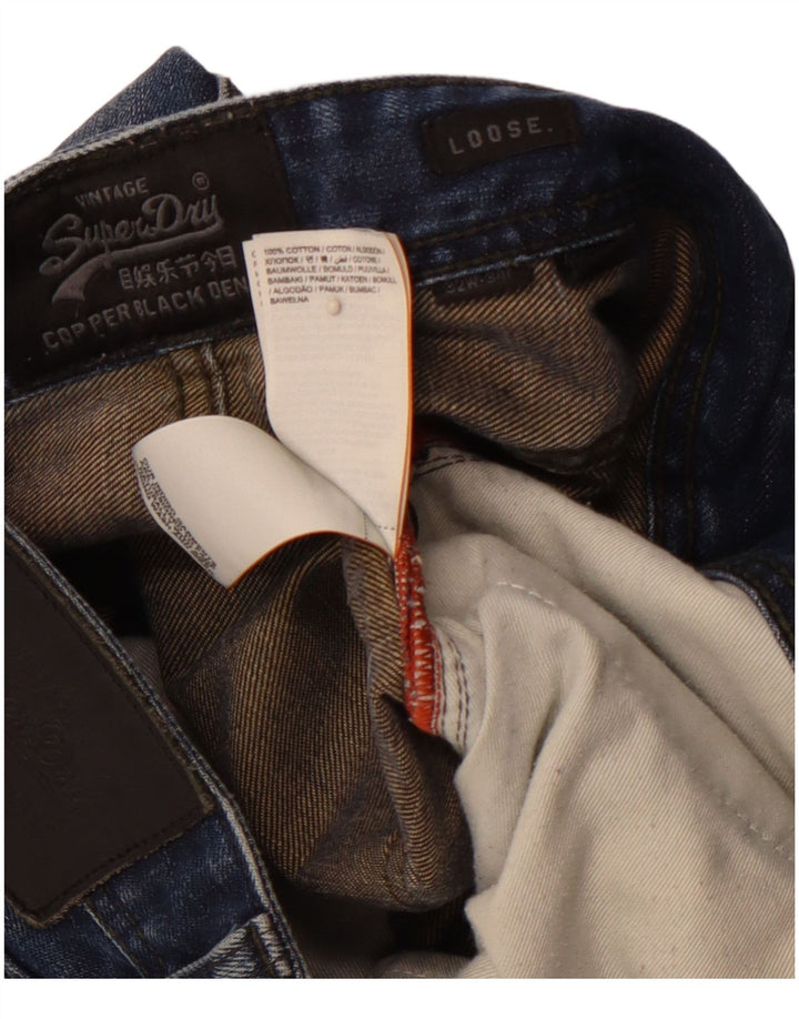 Jeans soltos masculinos SUPERDRY W32 L34 algodão azul