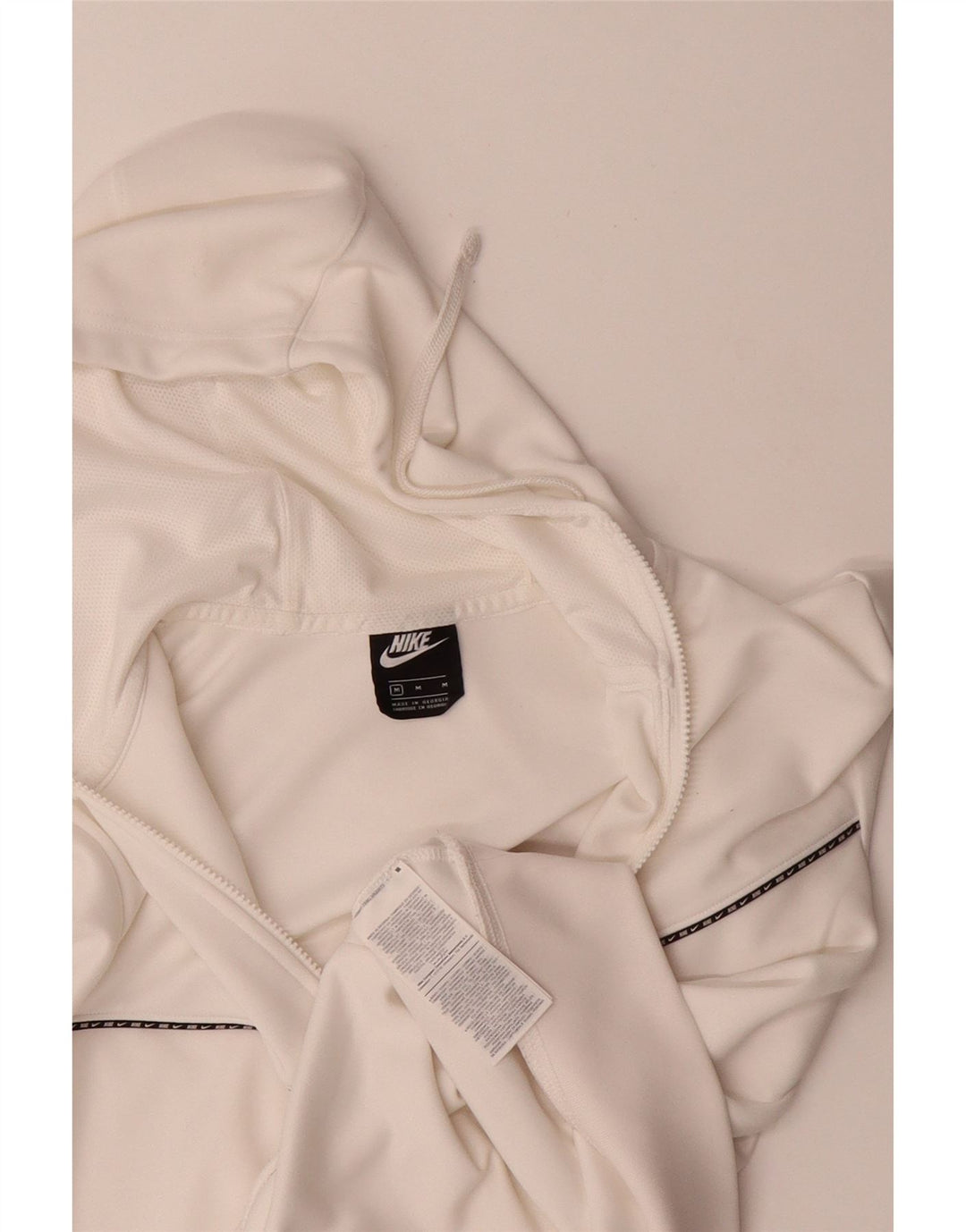 Suéter NIKE masculino com capuz e zíper médio branco poliéster