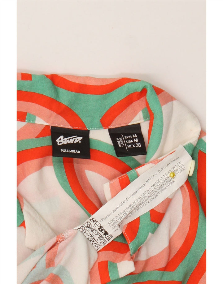 Camisa masculina de manga curta Pull & Bear média viscose geométrica multicolorida