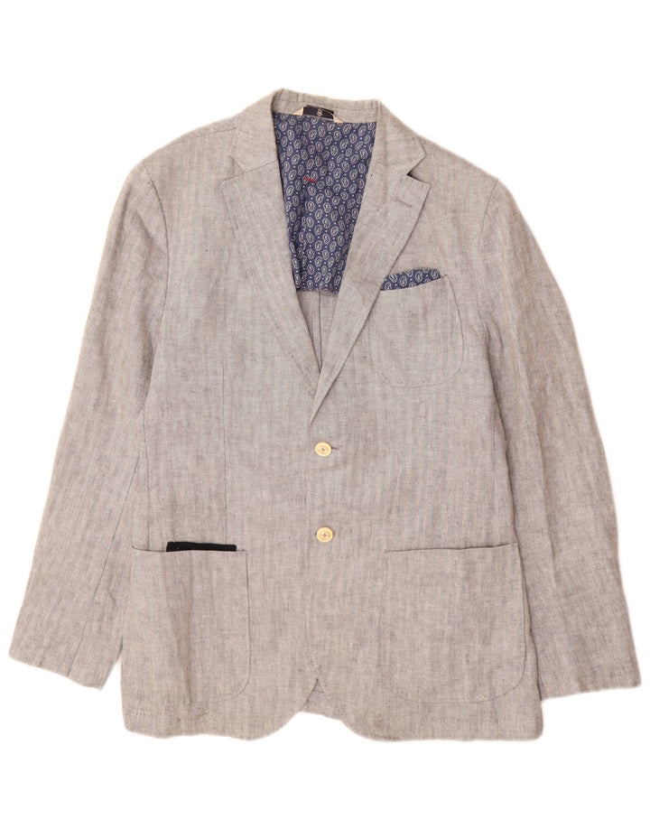 Jaqueta blazer masculina Massimo Dutti com 2 botões UE 52 grande espinha de peixe cinza