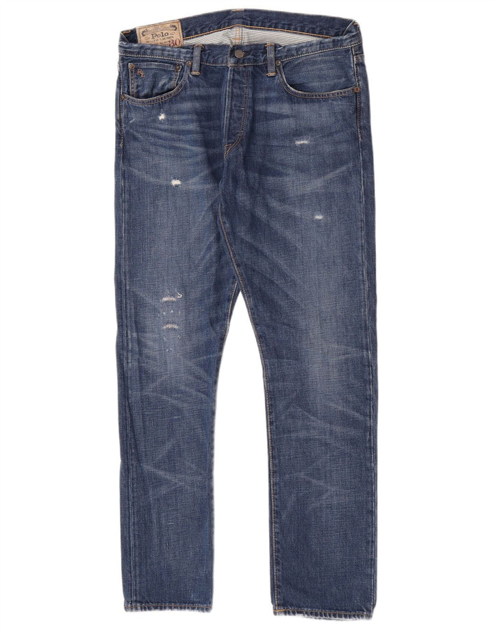Polo Ralph Lauren Calça jeans reta masculina W33 L30 azul algodão