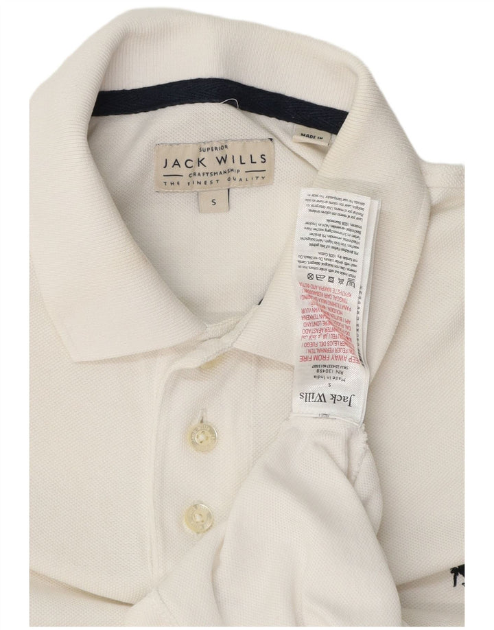 Camisa polo masculina Jack Wills pequena de algodão branco