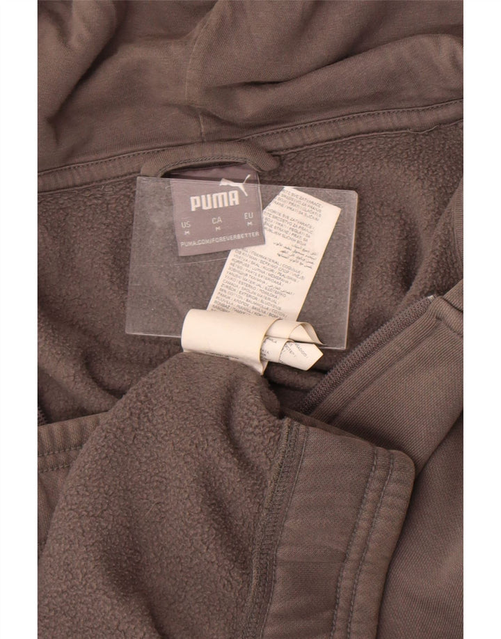 Suéter masculino Puma com capuz e zíper cinza médio algodão colorblock