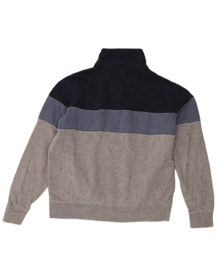Suéter masculino Marks & Spencer com zíper e gola em bloco colorido cinza médio