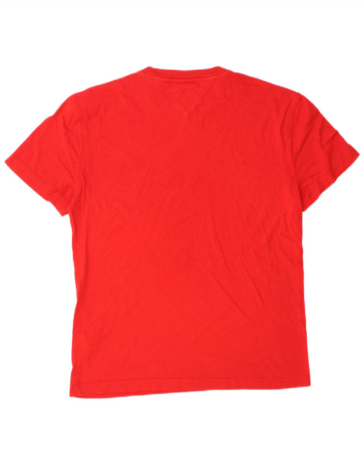 Camiseta masculina TOMMY HILFIGER com estampa gráfica pequena de algodão vermelho