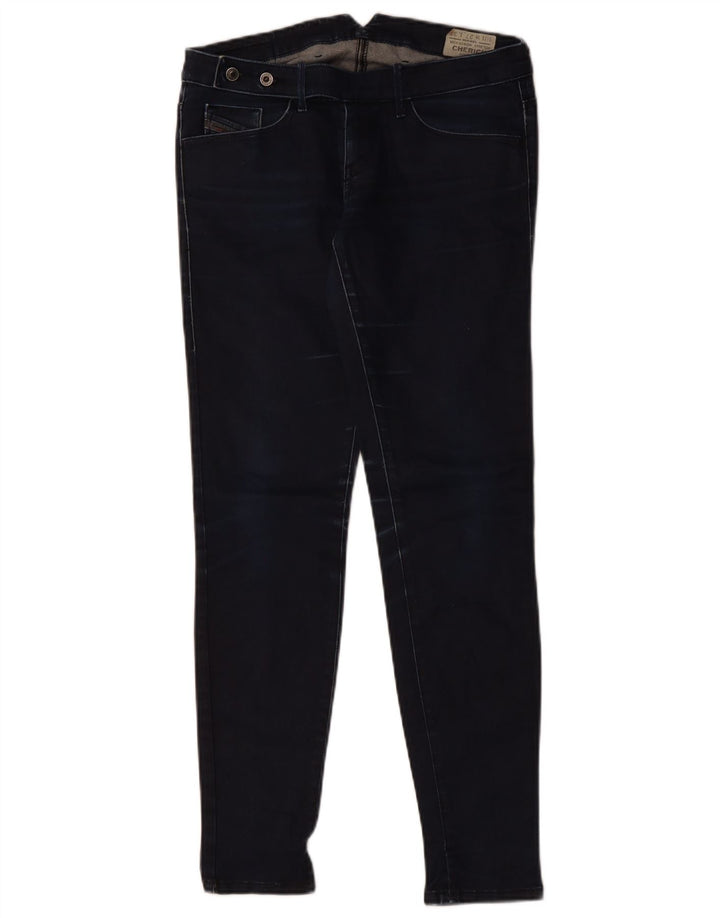 DIESEL Feminino Cherick Slim Tapered Jeans W27 L32 Azul Marinho Algodão