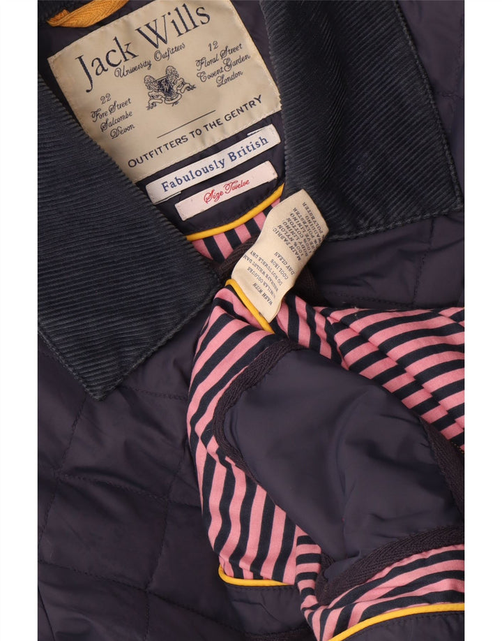 Jaqueta acolchoada feminina Jack Wills Reino Unido 12 nylon azul marinho médio