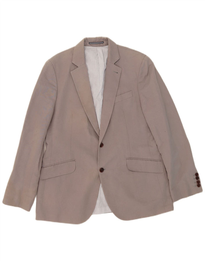 Jaqueta blazer masculina de 2 botões da Crew Clothing UK 42 XL algodão cinza