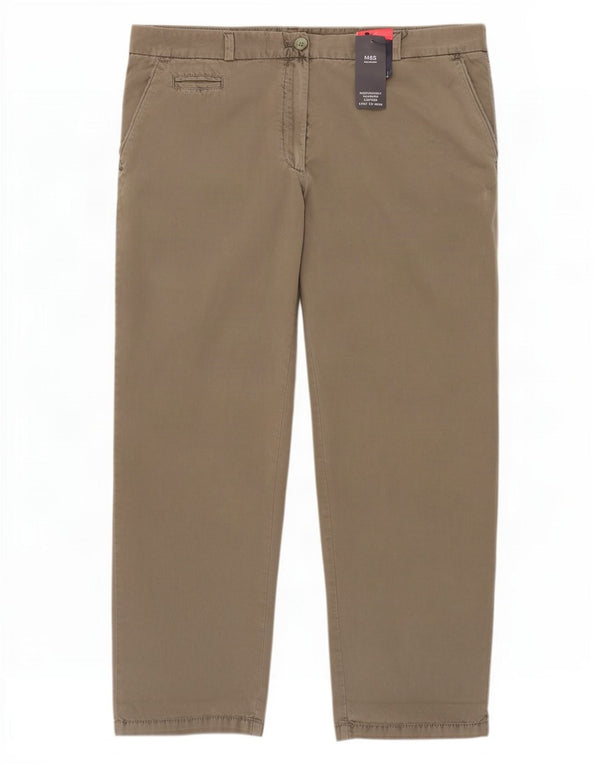 Calça Chino Cônica Feminina Marks & Spencer Reino Unido 18 XL W38 L28 Algodão Cáqui