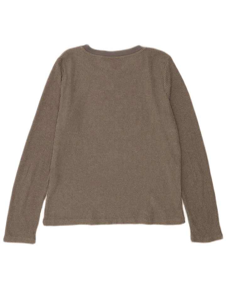 Top feminino Zara manga comprida UK 10 pequeno poliéster cinza