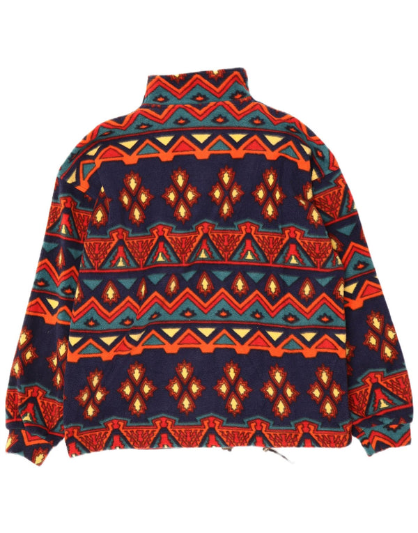 Jaqueta de lã masculina Polartec UK 40 grande poliéster geométrico multicolorido