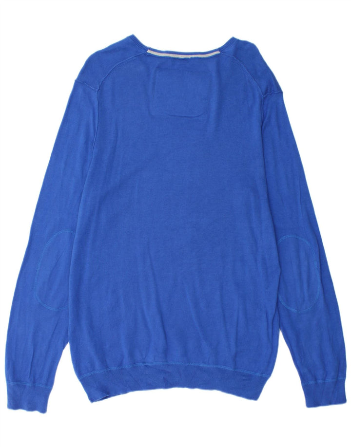 Suéter masculino TRUSSARDI JEANS com decote em V grande algodão azul