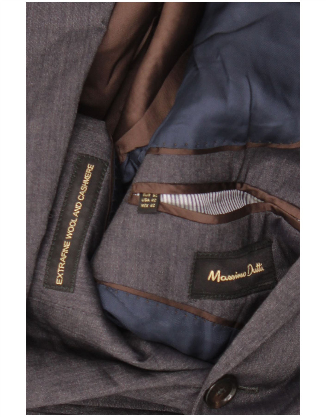 Jaqueta blazer masculina Massimo Dutti com 2 botões EU 50 lã cinza médio