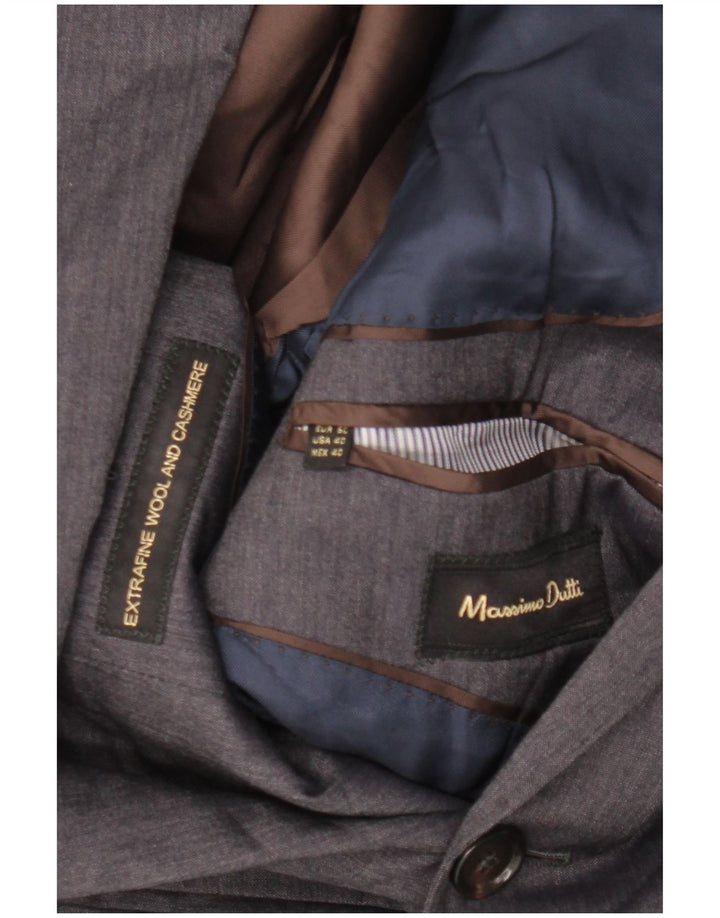 Jaqueta blazer masculina Massimo Dutti com 2 botões EU 50 lã cinza médio