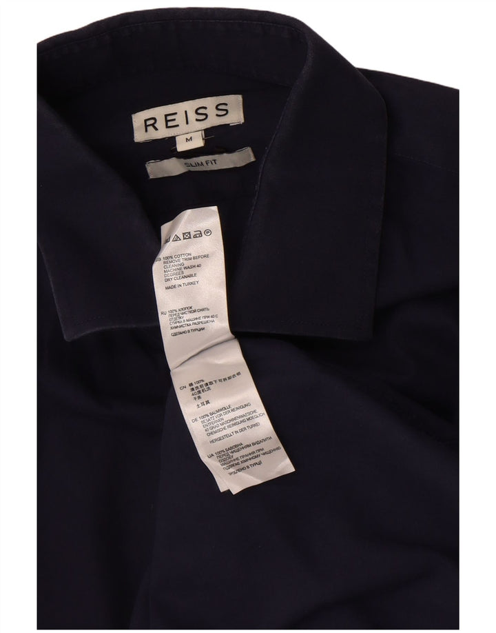 Camisa masculina Reiss Slim Fit médio algodão azul marinho