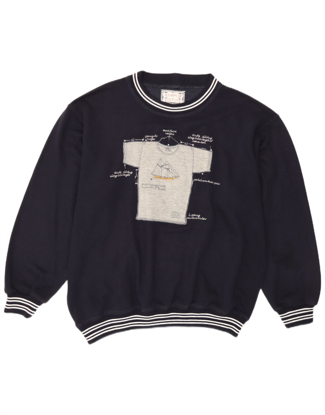 Wampum moletom masculino gráfico jumper grande azul marinho acrílico
