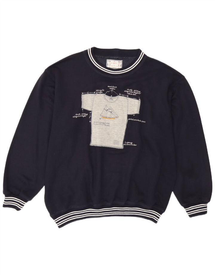 Wampum moletom masculino gráfico jumper grande azul marinho acrílico