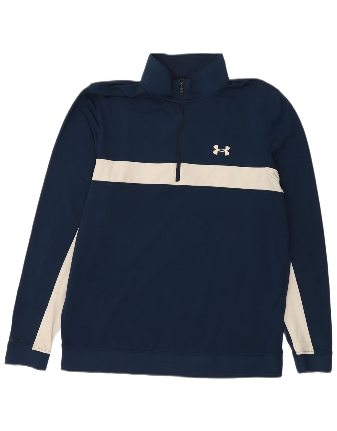 Moletom masculino UNDER ARMOUR com zíper e gola em bloco colorido azul marinho médio
