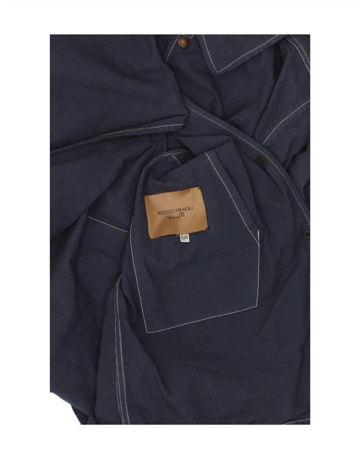 Jaqueta bomber masculina VINTAGE com capuz IT 50 grande azul marinho